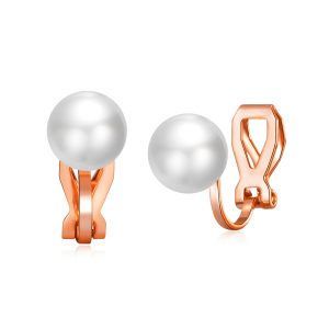 Rose Gold Plated Pearl Clip On Earrings