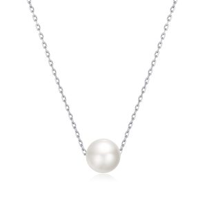 Silver Plated Single Pearl Necklace