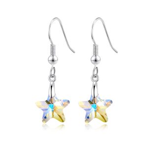 Sterling Silver Aurora Borealis Star Earrings Created with Zircondia® Crystals