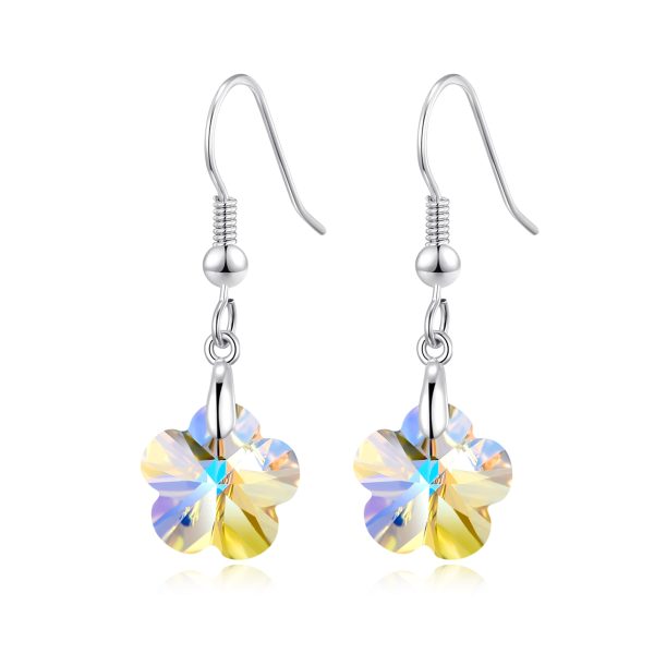 Sterling Silver Aurora Borealis Flower Earrings Created with Zircondia® Crystals