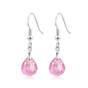 Sterling Silver Light Rose Pear Earrings Created with Zircondia® Crystals