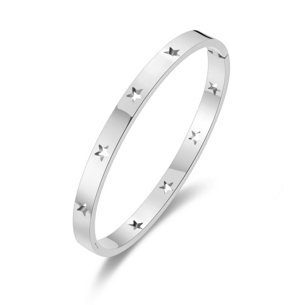 Stainless Steel Star Bangle (7 Inch)