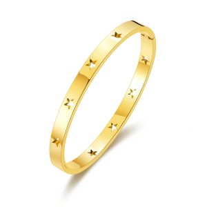 Gold Plated Stainless Steel Star Bangle