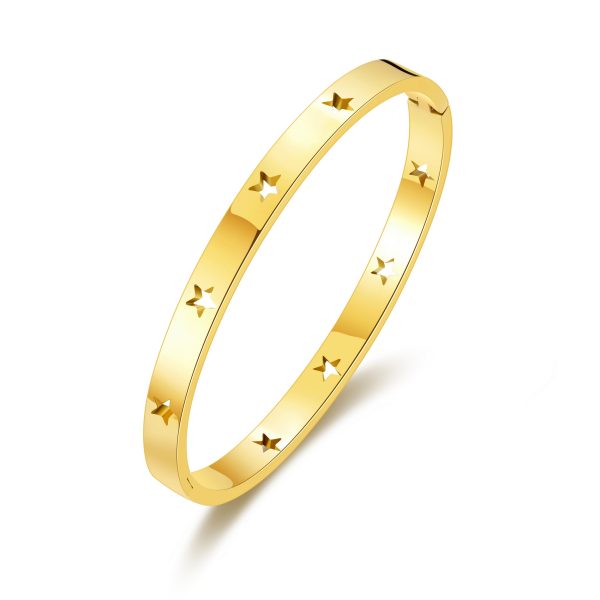 Gold Plated Stainless Steel Star Bangle