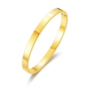 Gold Plated Stainless Steel Polished Bangle (7 Inch)