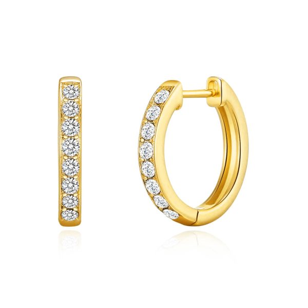 Gold Plated Hoop Earrings Created with Zircondia® Crystals