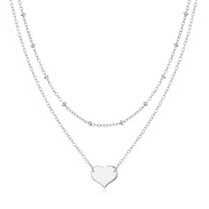 Silver Plated Double Layered Heart Necklace