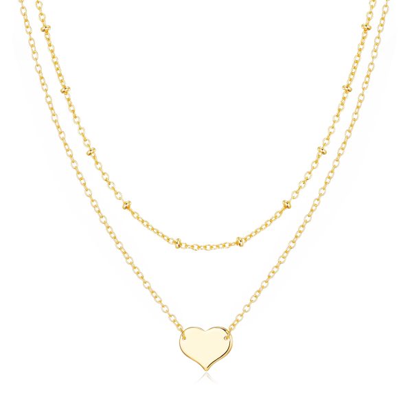 Gold Plated Double Layered Heart Necklace