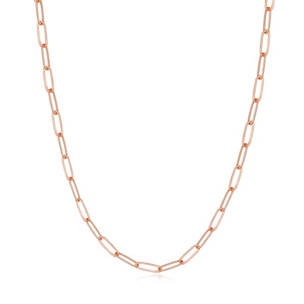 Rose Gold Plated Small Link Paperclip Necklace