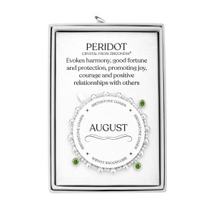 August (Peridot) Birthstone Stretch Charm Bracelet with Quote Gift Box