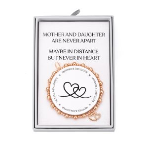 Rose Gold Plated Mother and Daughter Quote Stretch Bracelet with Gift Box