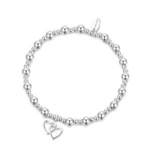 Heart Link Beaded Stretch Bracelet