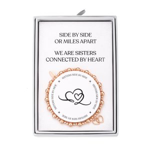 Rose Gold Plated Sister Quote Stretch Bracelet with Gift Box