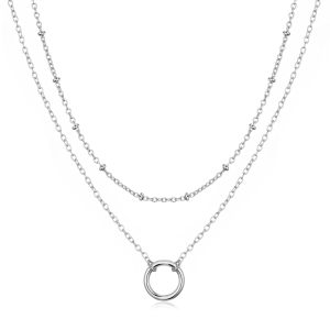 Silver Plated Double Layered Circle Necklace