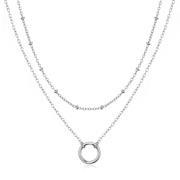 Silver Plated Double Layered Circle Necklace