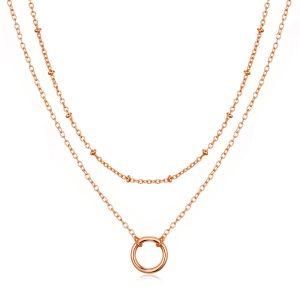 Rose Gold Plated Double Layered Circle Necklace