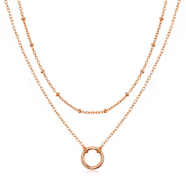 Rose Gold Plated Double Layered Circle Necklace