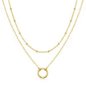 Gold Plated Double Layered Circle Necklace