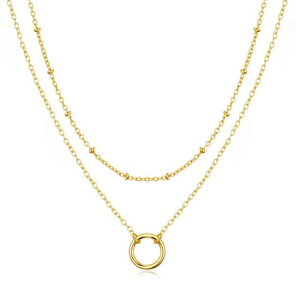 Gold Plated Double Layered Circle Necklace