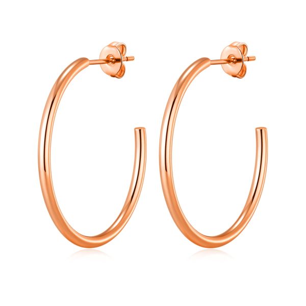 Rose Gold Plated Round Hoop Earrings