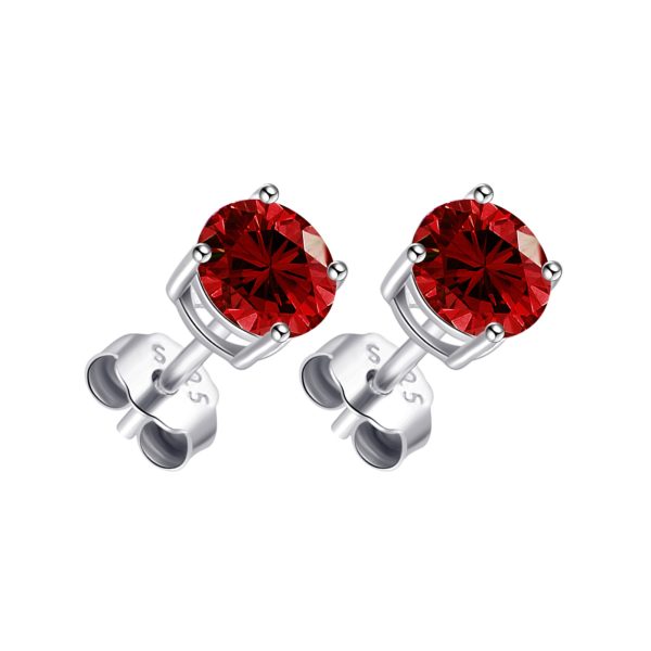 Sterling Silver Dark Red Earrings Created with Zircondia® Crystals