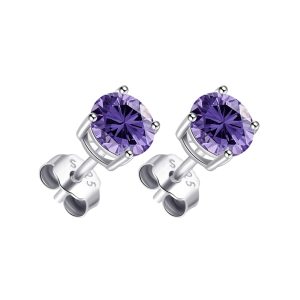 Sterling Silver Light Purple Earrings Created with Zircondia® Crystals