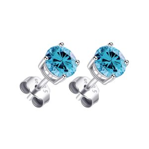 Sterling Silver Light Blue Earrings Created with Zircondia® Crystals