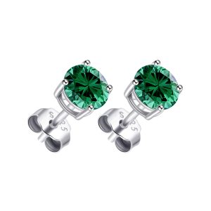 Sterling Silver Green Earrings Created with Zircondia® Crystals