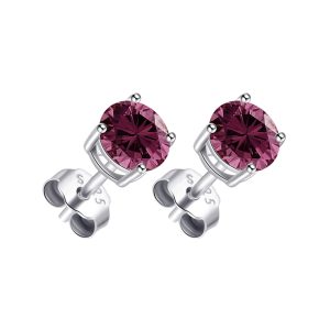 Sterling Silver Purple Earrings Created with Zircondia® Crystals