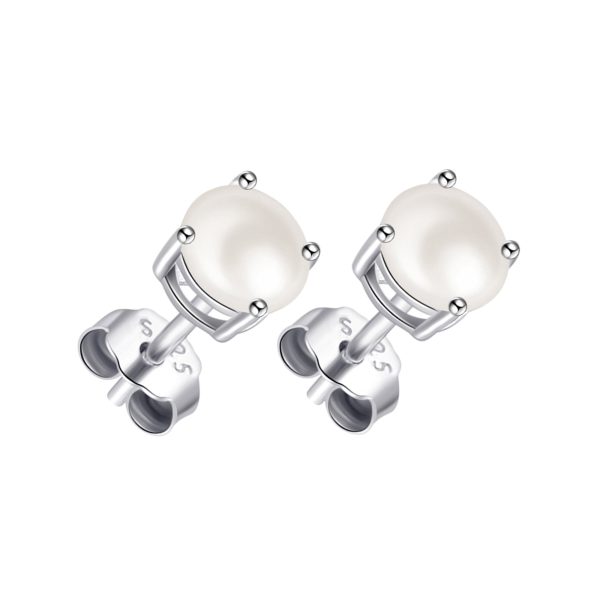 Sterling Silver Pearl Earrings Created with Gemstones from Zircondia®