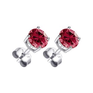 Sterling Silver Red Earrings Created with Zircondia® Crystals