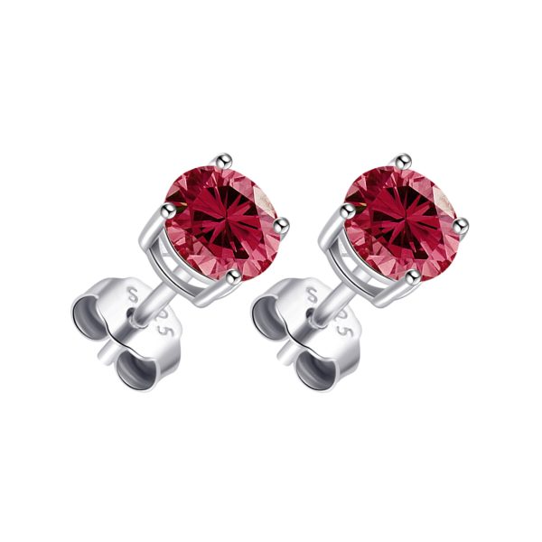 Sterling Silver Red Earrings Created with Zircondia® Crystals