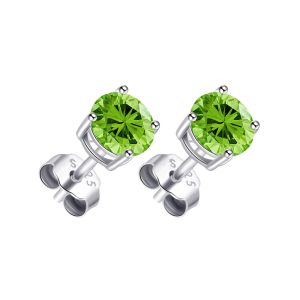 Sterling Silver Light Green Earrings Created with Zircondia® Crystals