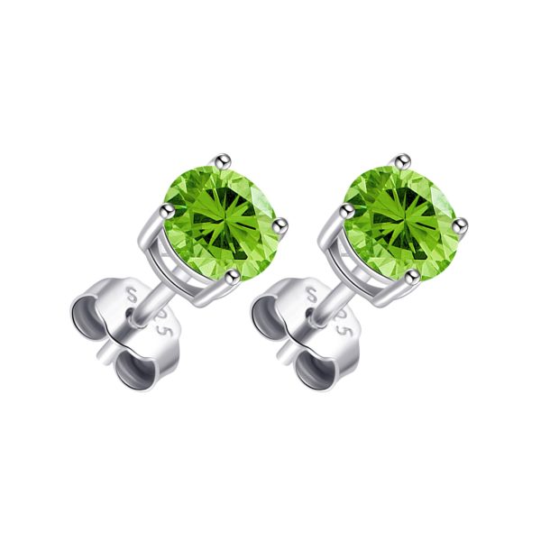 Sterling Silver Light Green Earrings Created with Zircondia® Crystals