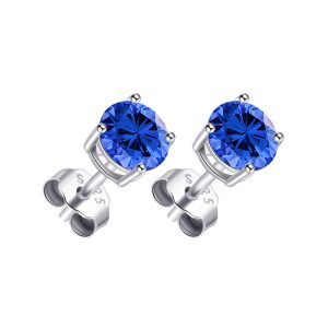 Sterling Silver Dark Blue Earrings Created with Zircondia® Crystals