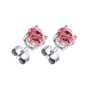 Sterling Silver Pink Earrings Created with Zircondia® Crystals