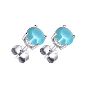 Sterling Silver Turquoise Earrings Created with Zircondia® Crystals