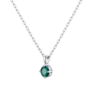 Sterling Silver Green Necklace Created with Zircondia® Crystals