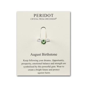 August (Peridot) Adjustable Birthstone Ring Created with Zircondia® Crystals