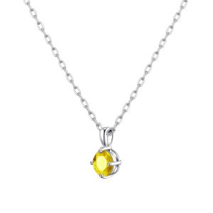 Sterling Silver Yellow Necklace Created with Zircondia® Crystals