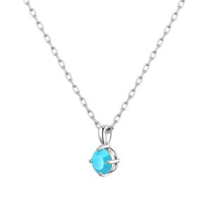 Sterling Silver Turquoise Necklace Created with Zircondia® Crystals