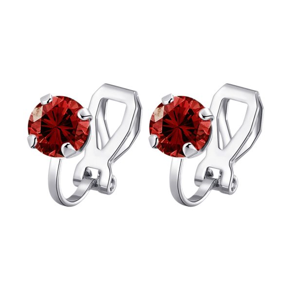 Dark Red Crystal Clip On Earrings Created with Zircondia® Crystals