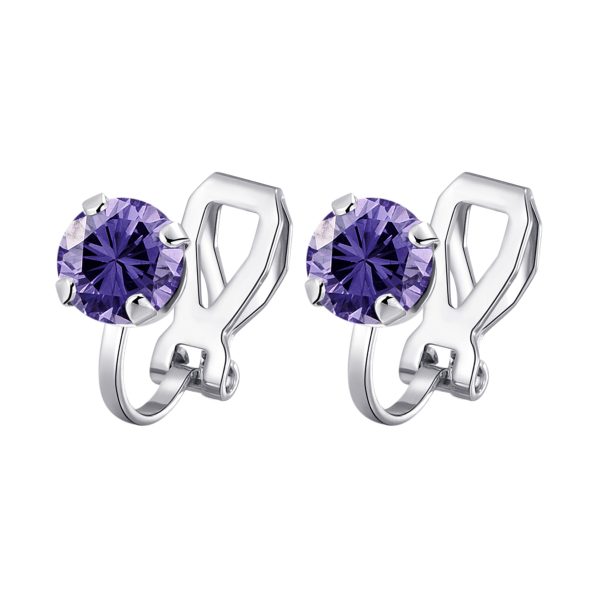 Light Purple Crystal Clip On Earrings Created with Zircondia® Crystals