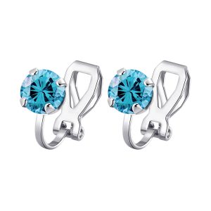 Light Blue Crystal Clip On Earrings Created with Zircondia® Crystals