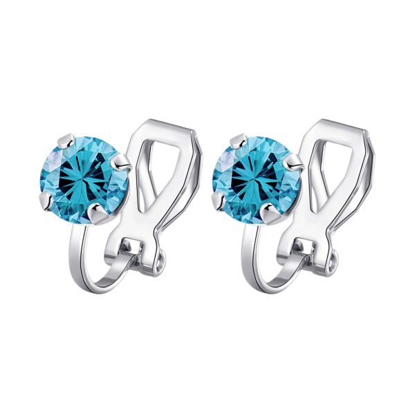 Light Blue Crystal Clip On Earrings Created with Zircondia® Crystals