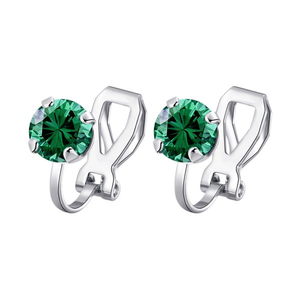 Green Crystal Clip On Earrings Created with Zircondia® Crystals