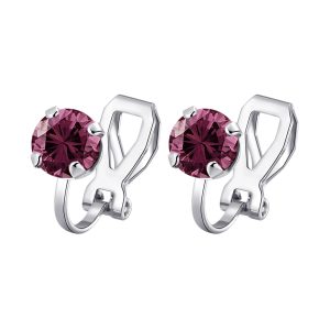 Purple Crystal Clip On Earrings Created with Zircondia® Crystals