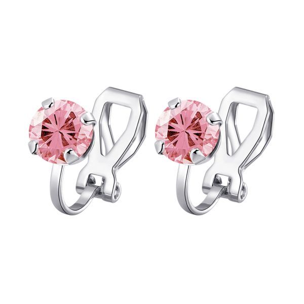 Pink Crystal Clip On Earrings Created with Zircondia® Crystals