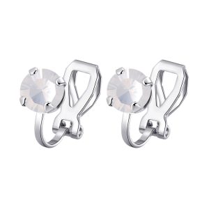 White Opal Crystal Clip On Earrings Created with Zircondia® Crystals