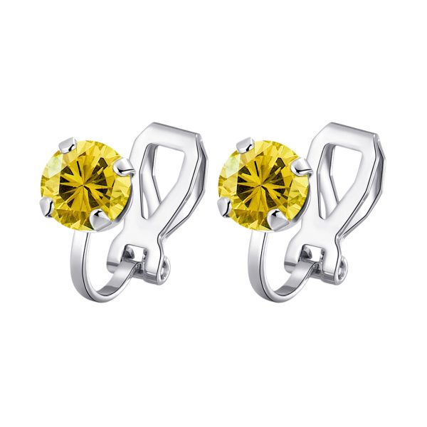 Yellow Crystal Clip On Earrings Created with Zircondia® Crystals